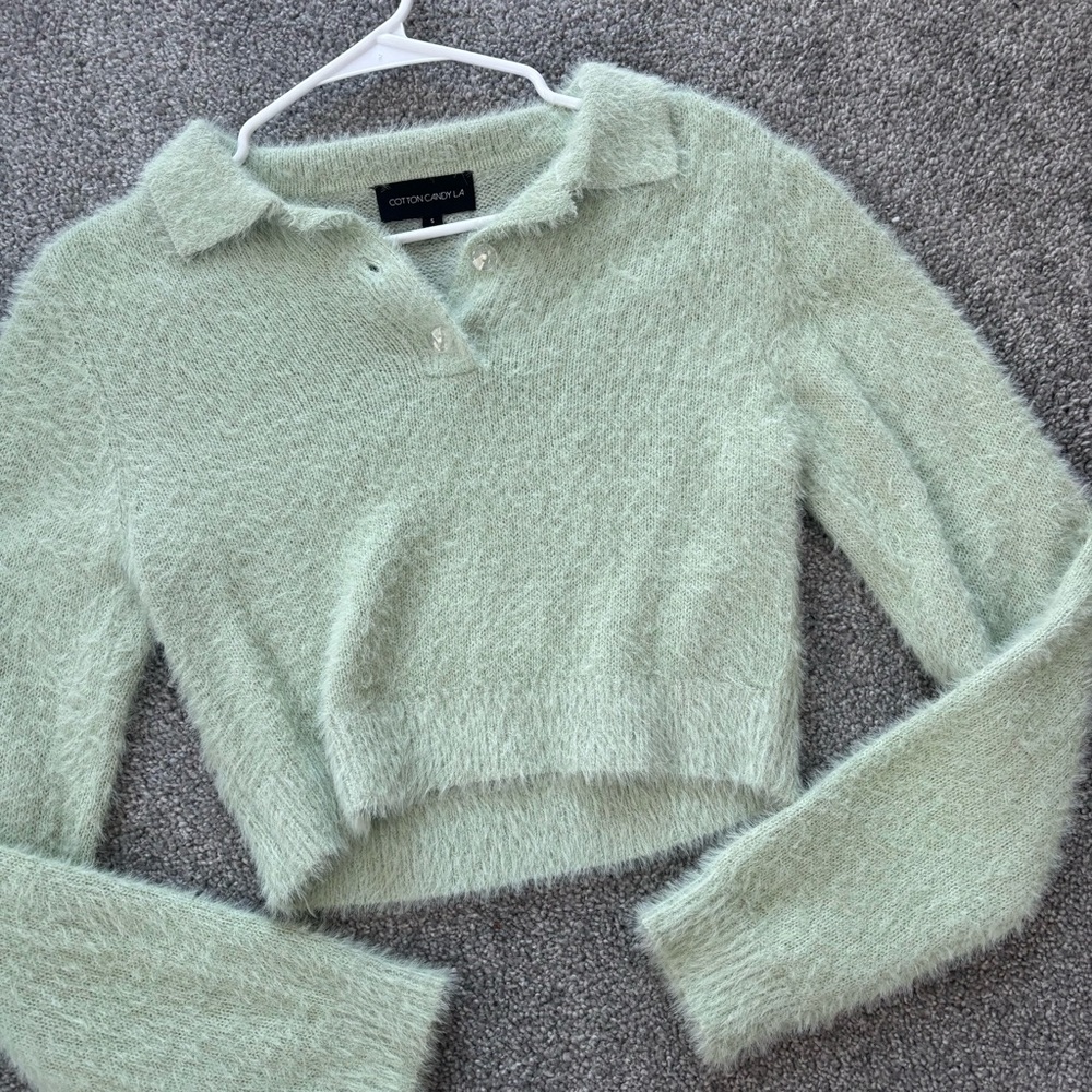 Cotton Candy LA Mint Green Fuzzy Sweater